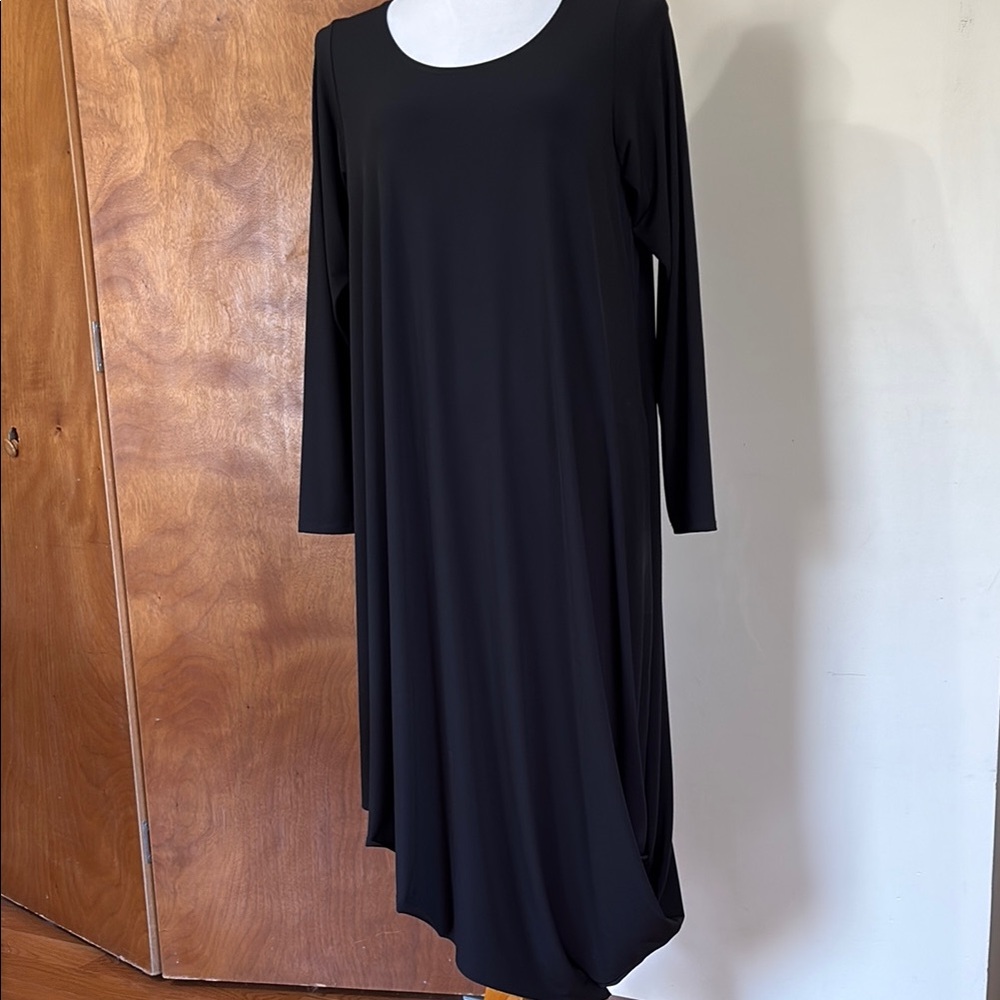 Black Asymmetrical High-Low Long Sleeve Dress Planet by Lauren G